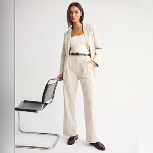 Abercrombie & Fitch Cream Pinstripe Wide-Leg Trousers size 27